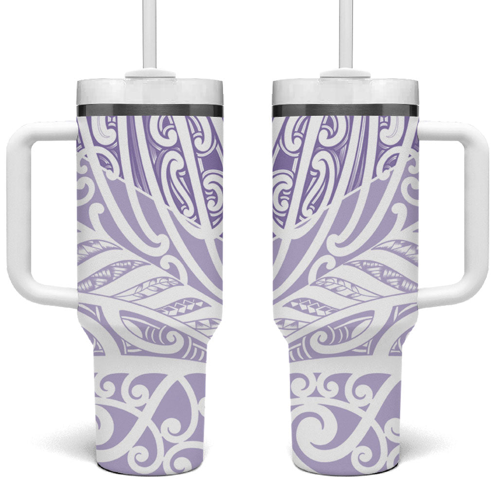 Purple New Zealand Puhoro Maori Tattoo Tumbler With Handle
