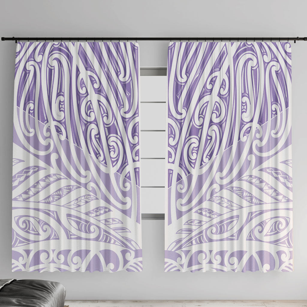 Purple New Zealand Puhoro Maori Tattoo Window Curtain LT14 With Hooks Purple - Polynesian Pride