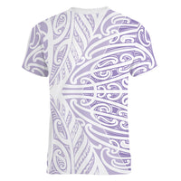 Purple New Zealand Puhoro Maori Tattoo Women V-Neck T-Shirt