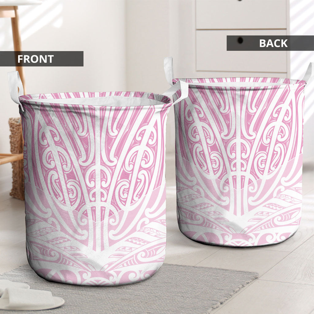 Pink New Zealand Puhoro Maori Tattoo Laundry Basket