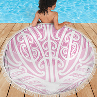 Pink New Zealand Puhoro Maori Tattoo Beach Blanket