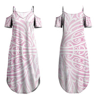 Pink New Zealand Puhoro Maori Tattoo Couples Matching Summer Maxi Dress and Hawaiian Shirt LT14 - Polynesian Pride