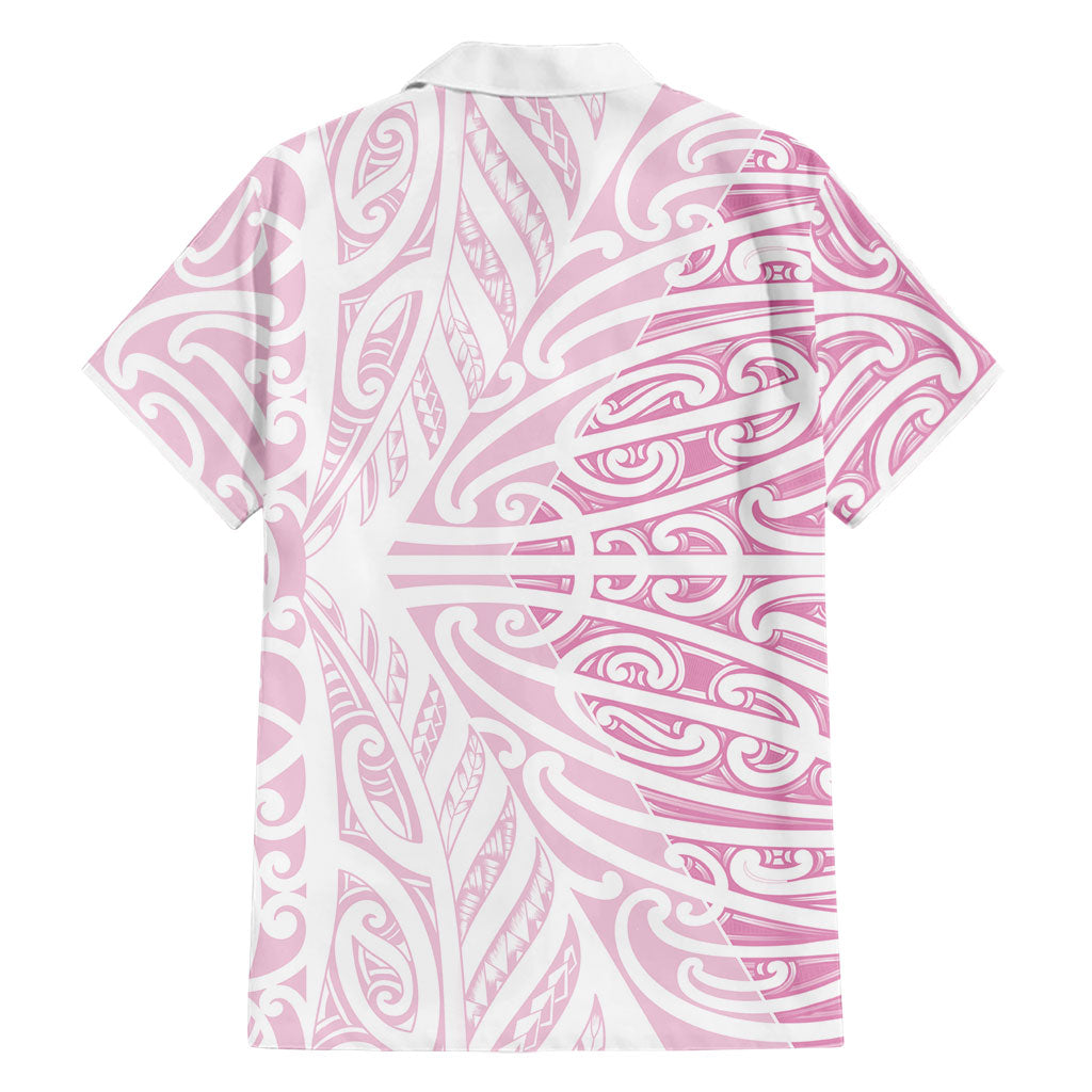 Pink New Zealand Puhoro Maori Tattoo Family Matching Long Sleeve Bodycon Dress and Hawaiian Shirt