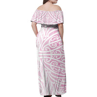 Pink New Zealand Puhoro Maori Tattoo Family Matching Off Shoulder Maxi Dress and Hawaiian Shirt