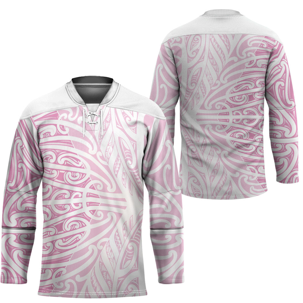Pink New Zealand Puhoro Maori Tattoo Hockey Jersey