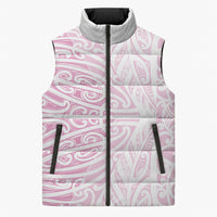 Pink New Zealand Puhoro Maori Tattoo Sleeveless Puffer Jacket