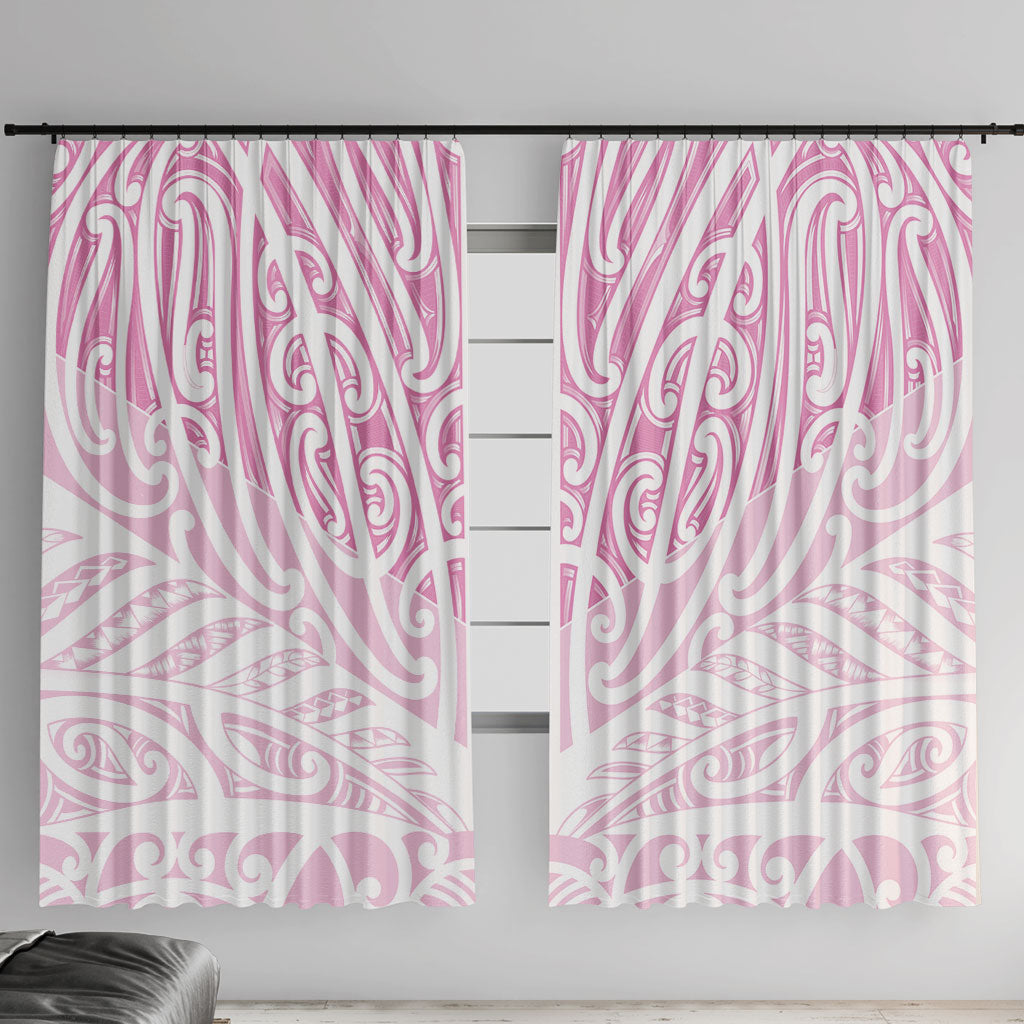 Pink New Zealand Puhoro Maori Tattoo Window Curtain