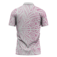 Pink New Zealand Puhoro Maori Tattoo Zipper Polo Shirt