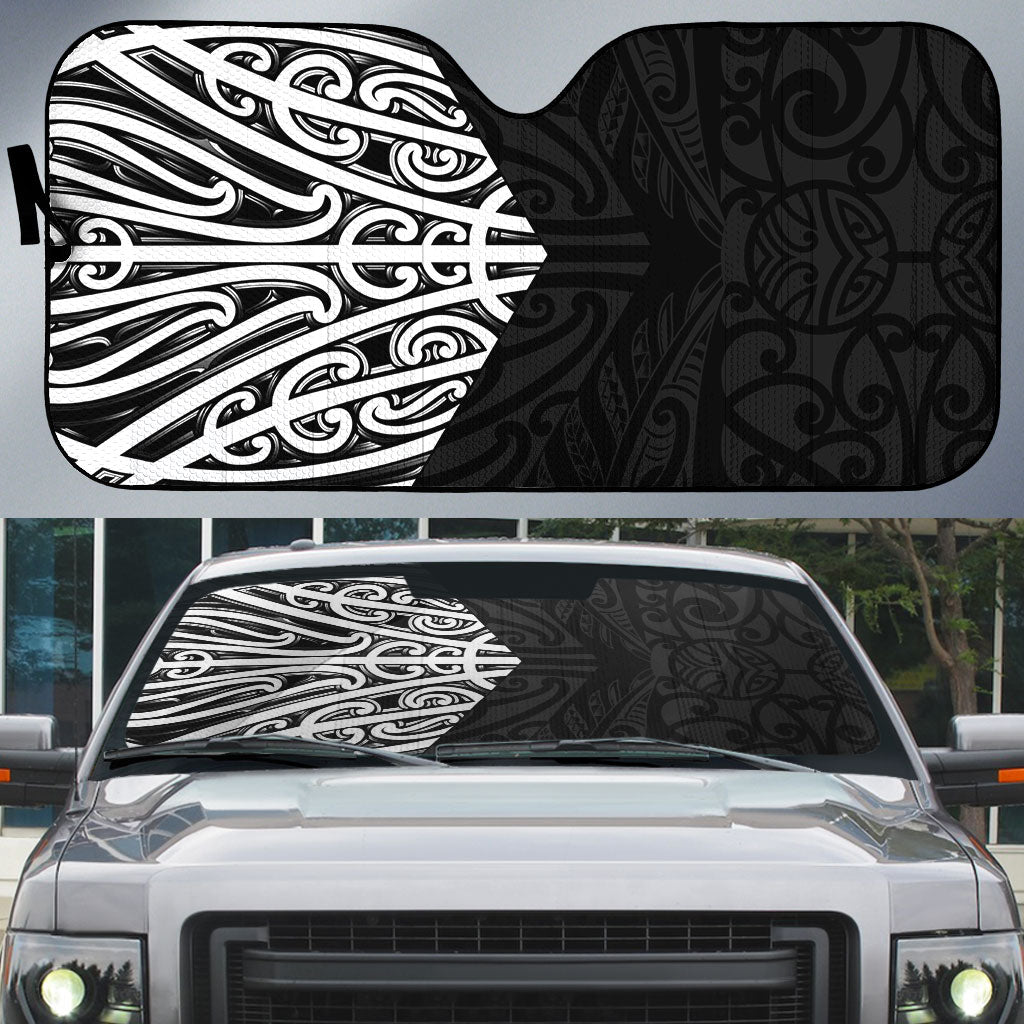 Black New Zealand Puhoro Maori Tattoo Auto Sun Shade LT14 Black - Polynesian Pride