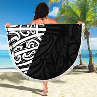 Black New Zealand Puhoro Maori Tattoo Beach Blanket