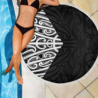 Black New Zealand Puhoro Maori Tattoo Beach Blanket