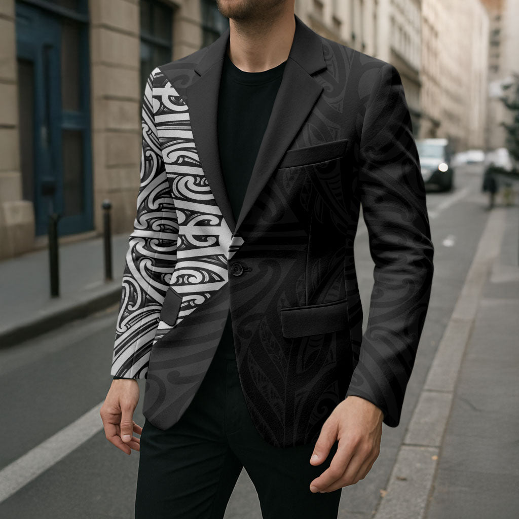 Black New Zealand Puhoro Maori Tattoo Blazer
