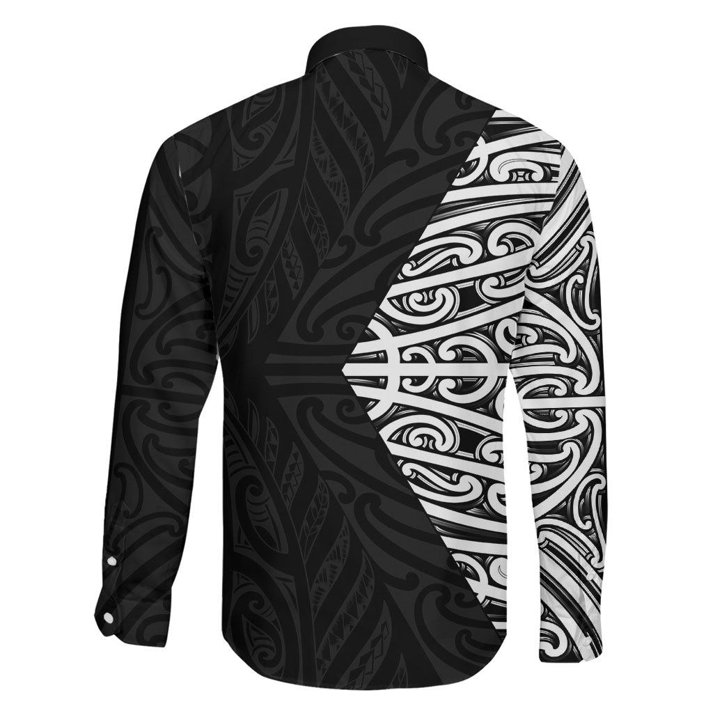 Black New Zealand Puhoro Maori Tattoo Family Matching Off Shoulder Short Dress and Hawaiian Shirt