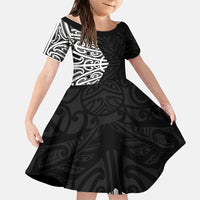 Black New Zealand Puhoro Maori Tattoo Family Matching Summer Maxi Dress and Hawaiian Shirt