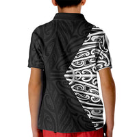 Black New Zealand Puhoro Maori Tattoo Kid Polo Shirt