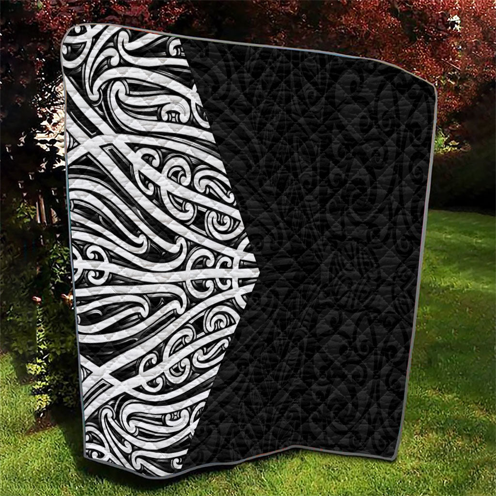 Black New Zealand Puhoro Maori Tattoo Quilt