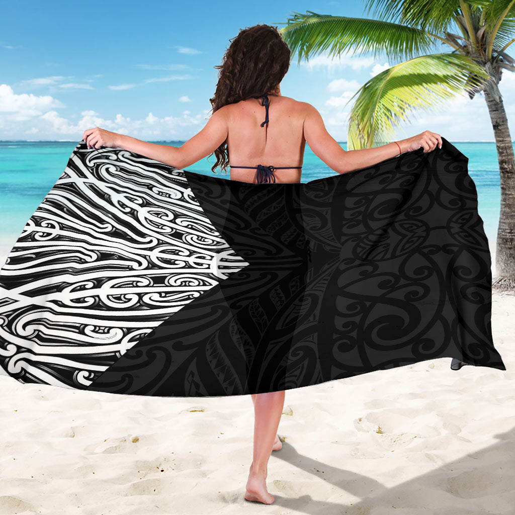 Black New Zealand Puhoro Maori Tattoo Sarong