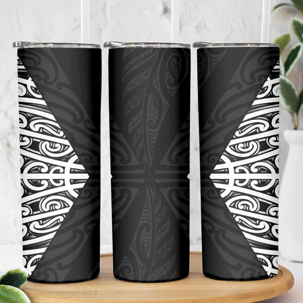 Black New Zealand Puhoro Maori Tattoo Skinny Tumbler
