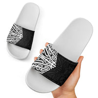 Black New Zealand Puhoro Maori Tattoo Slide Sandals