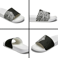 Black New Zealand Puhoro Maori Tattoo Slide Sandals