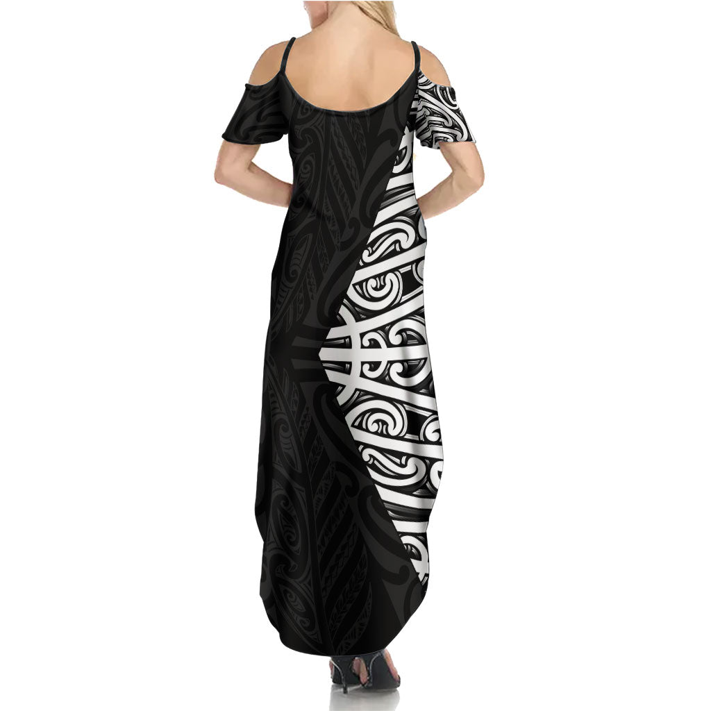 Black New Zealand Puhoro Maori Tattoo Summer Maxi Dress