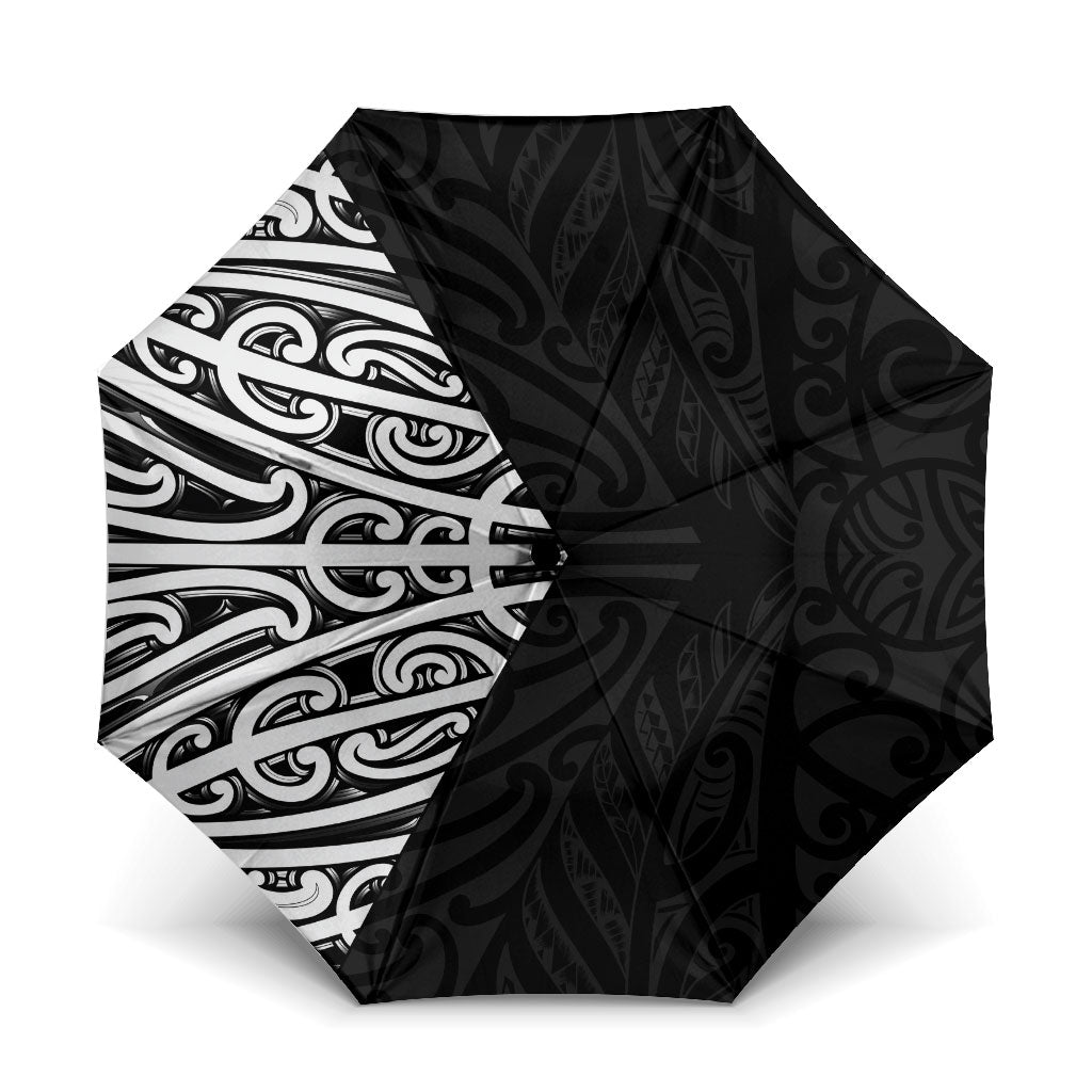 Black New Zealand Puhoro Maori Tattoo Umbrella