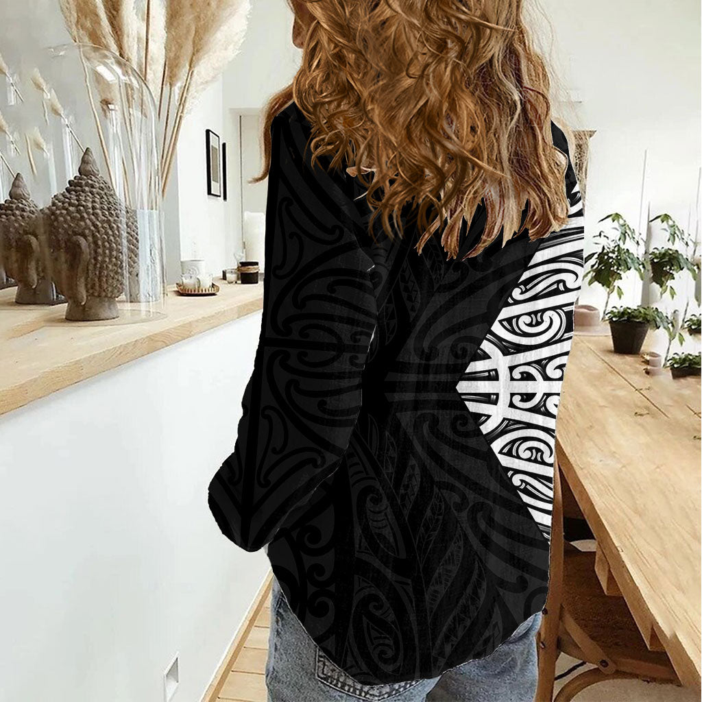 Black New Zealand Puhoro Maori Tattoo Women Casual Shirt