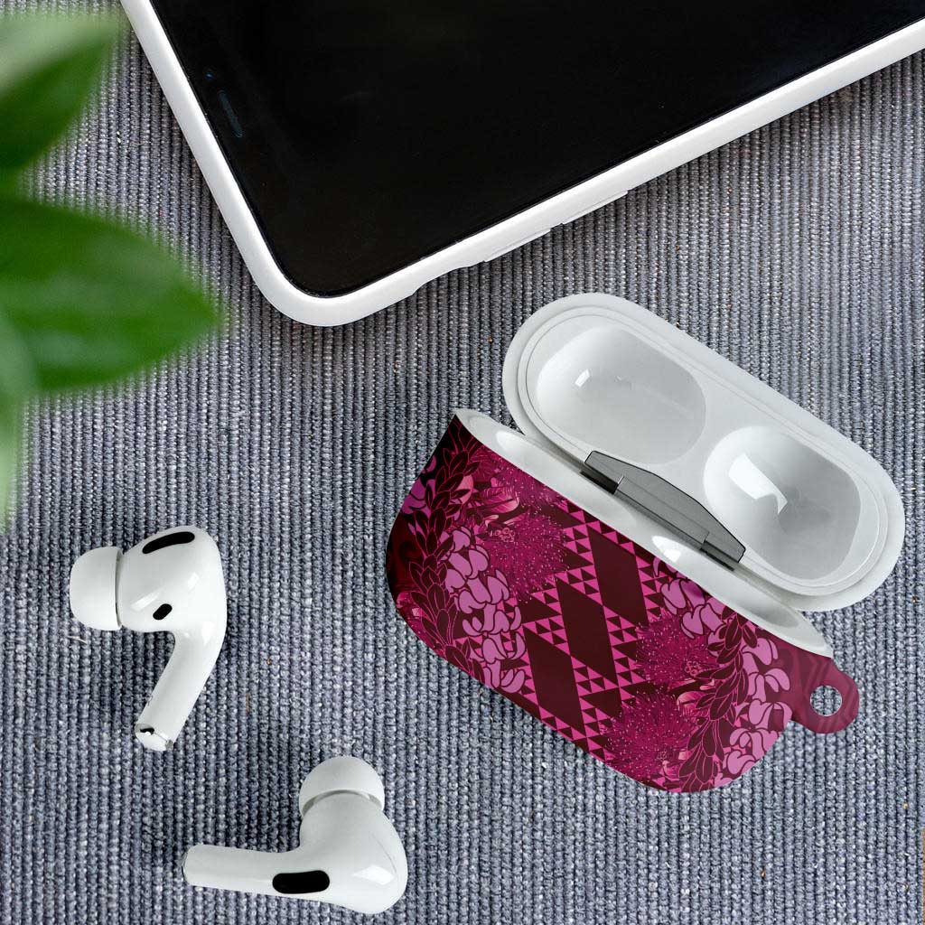 Pink Aloha Hawaii AirPods Case Hawaiian Kakau Ohia Lehua Lei - Polynesian Pride