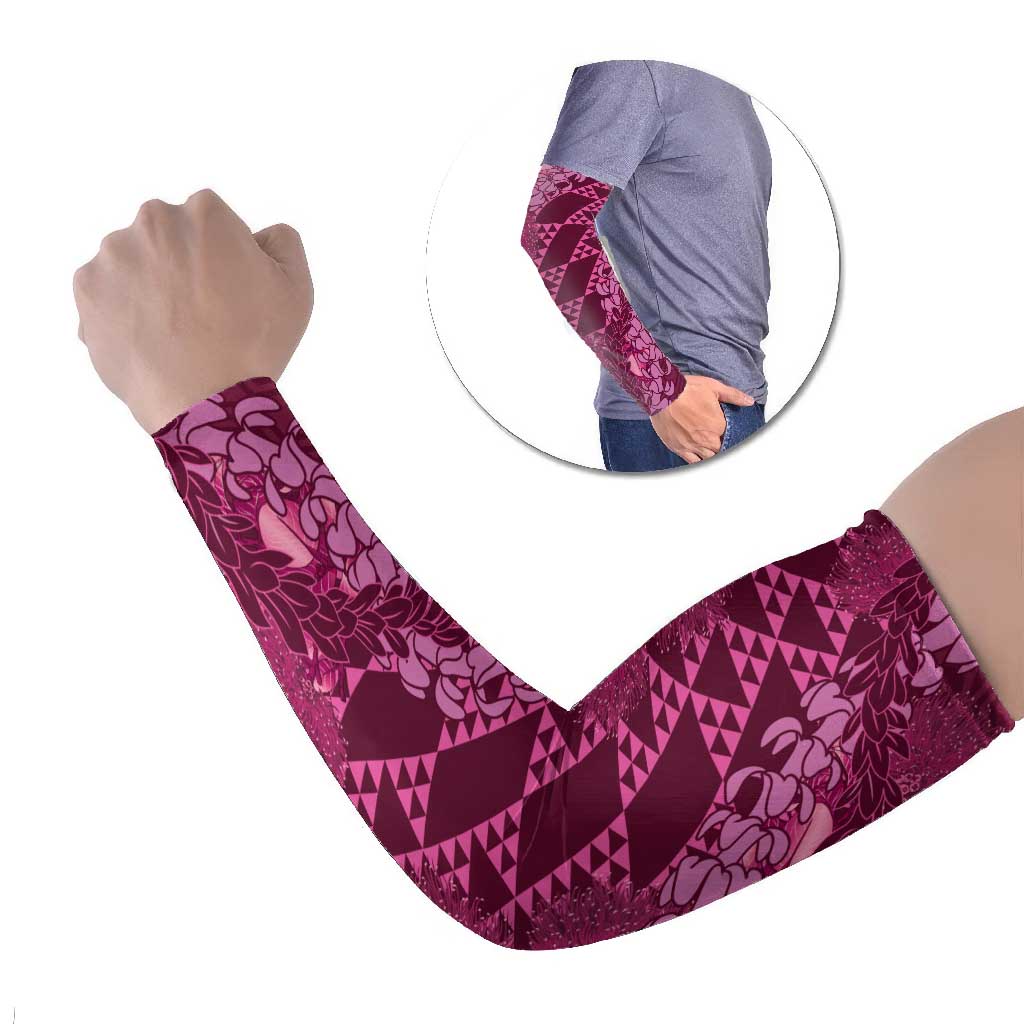 Pink Aloha Hawaii Arm Sleeves Hawaiian Kakau Ohia Lehua Lei LT14 Set of 2 Pink - Polynesian Pride