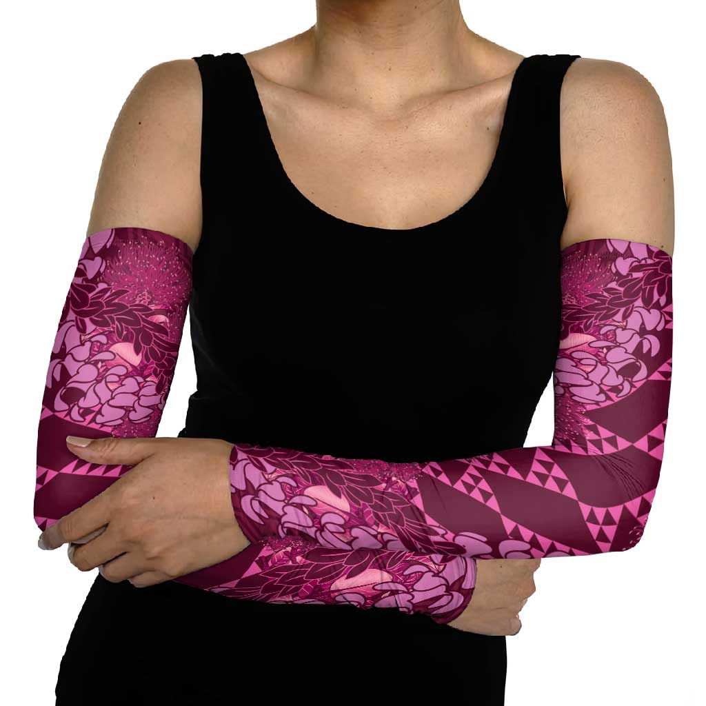 Pink Aloha Hawaii Arm Sleeves Hawaiian Kakau Ohia Lehua Lei LT14 - Polynesian Pride