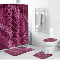 Pink Aloha Hawaii Bathroom Set Hawaiian Kakau Ohia Lehua Lei - Polynesian Pride
