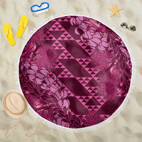 Pink Aloha Hawaii Beach Blanket Hawaiian Kakau Ohia Lehua Lei LT14 One Size 150cm Pink - Polynesian Pride