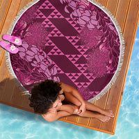 Pink Aloha Hawaii Beach Blanket Hawaiian Kakau Ohia Lehua Lei LT14 - Polynesian Pride