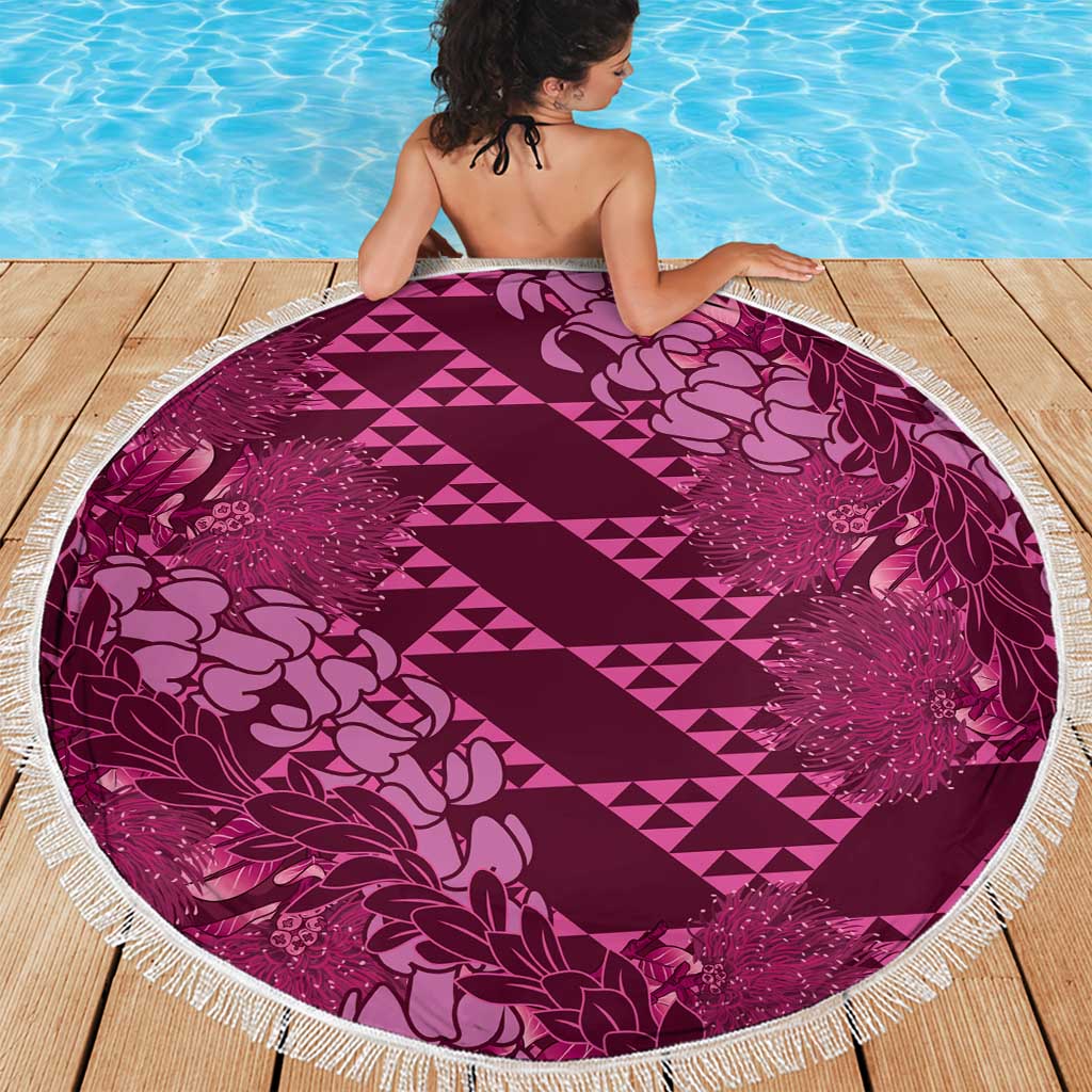 Pink Aloha Hawaii Beach Blanket Hawaiian Kakau Ohia Lehua Lei LT14 - Polynesian Pride
