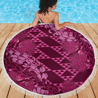 Pink Aloha Hawaii Beach Blanket Hawaiian Kakau Ohia Lehua Lei LT14 - Polynesian Pride