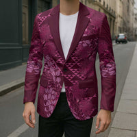 Pink Aloha Hawaii Blazer Hawaiian Kakau Ohia Lehua Lei - Polynesian Pride