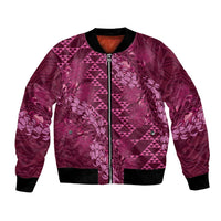 Pink Aloha Hawaii Bomber Jacket Hawaiian Kakau Ohia Lehua Lei - Polynesian Pride