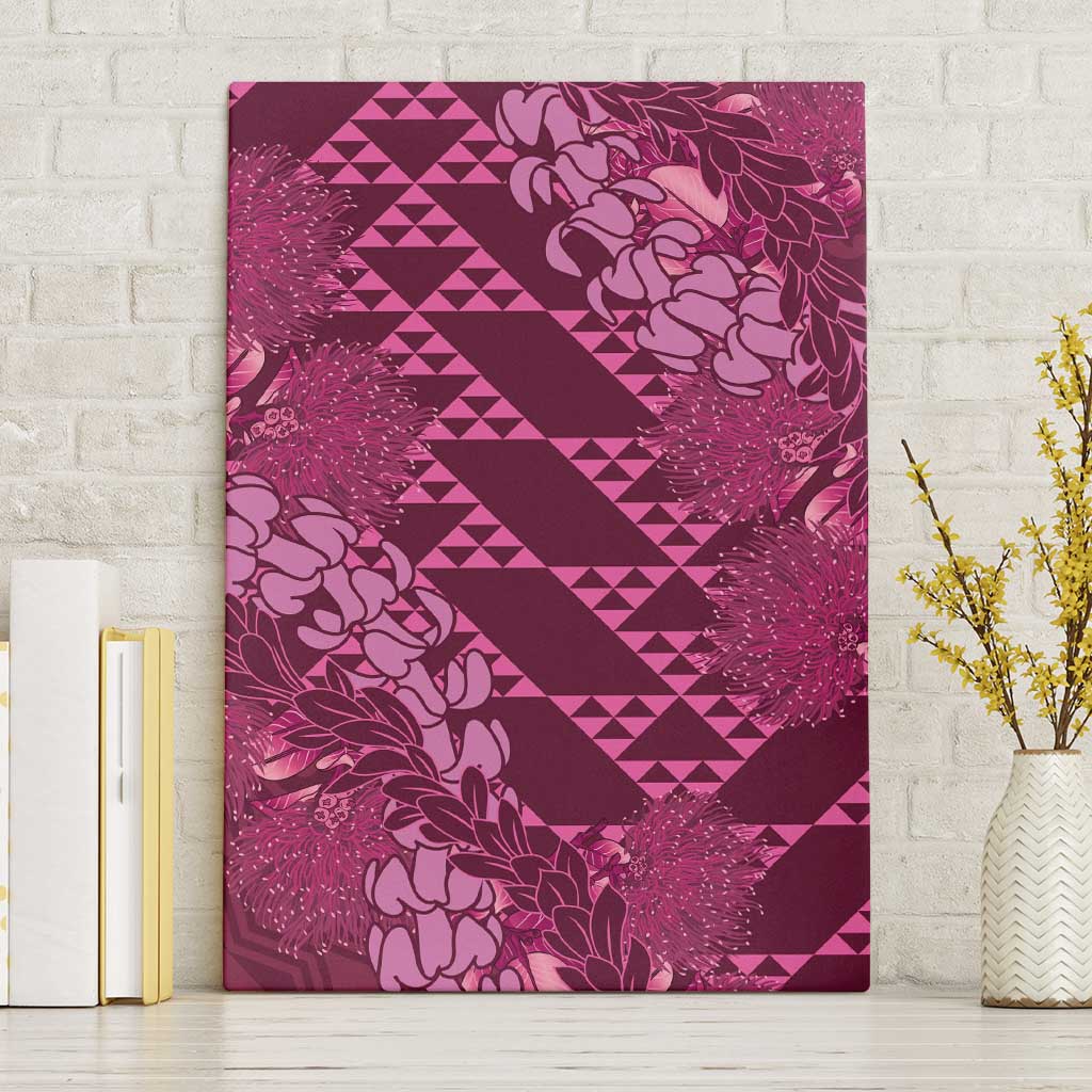 Pink Aloha Hawaii Canvas Wall Art Hawaiian Kakau Ohia Lehua Lei LT14 Without Frame Pink - Polynesian Pride