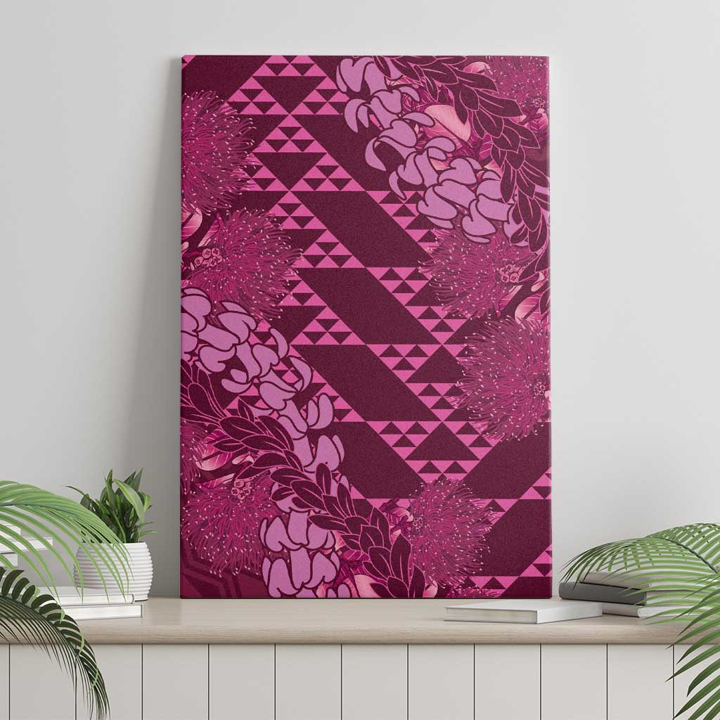 Pink Aloha Hawaii Canvas Wall Art Hawaiian Kakau Ohia Lehua Lei LT14 - Polynesian Pride