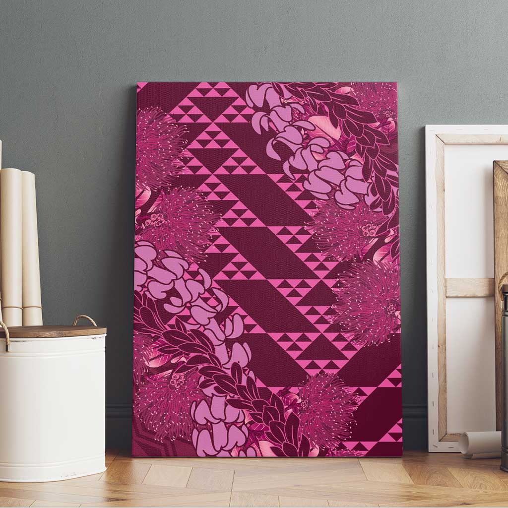 Pink Aloha Hawaii Canvas Wall Art Hawaiian Kakau Ohia Lehua Lei LT14 - Polynesian Pride