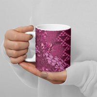Pink Aloha Hawaii Ceramic Mug Hawaiian Kakau Ohia Lehua Lei - Polynesian Pride
