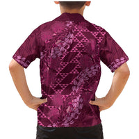 Pink Aloha Hawaii Family Matching Mermaid Dress and Hawaiian Shirt Hawaiian Kakau Ohia Lehua Lei - Polynesian Pride