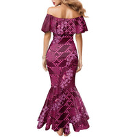 Pink Aloha Hawaii Family Matching Mermaid Dress and Hawaiian Shirt Hawaiian Kakau Ohia Lehua Lei - Polynesian Pride