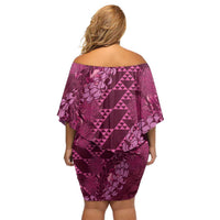 Pink Aloha Hawaii Family Matching Off Shoulder Short Dress and Hawaiian Shirt Hawaiian Kakau Ohia Lehua Lei - Polynesian Pride