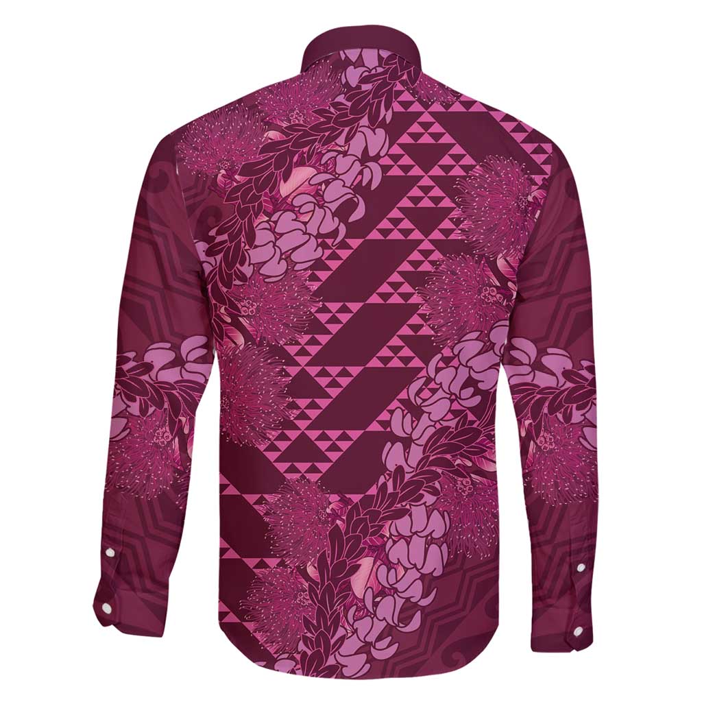 Pink Aloha Hawaii Family Matching Puletasi and Hawaiian Shirt Hawaiian Kakau Ohia Lehua Lei - Polynesian Pride