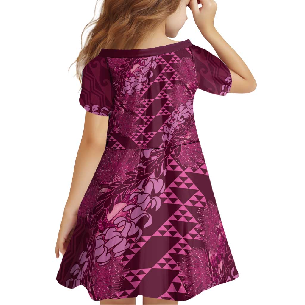 Pink Aloha Hawaii Family Matching Tank Maxi Dress and Hawaiian Shirt Hawaiian Kakau Ohia Lehua Lei - Polynesian Pride
