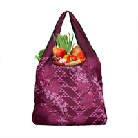 Pink Aloha Hawaii Grocery Bag Hawaiian Kakau Ohia Lehua Lei LT14 1-pack One Size Pink - Polynesian Pride
