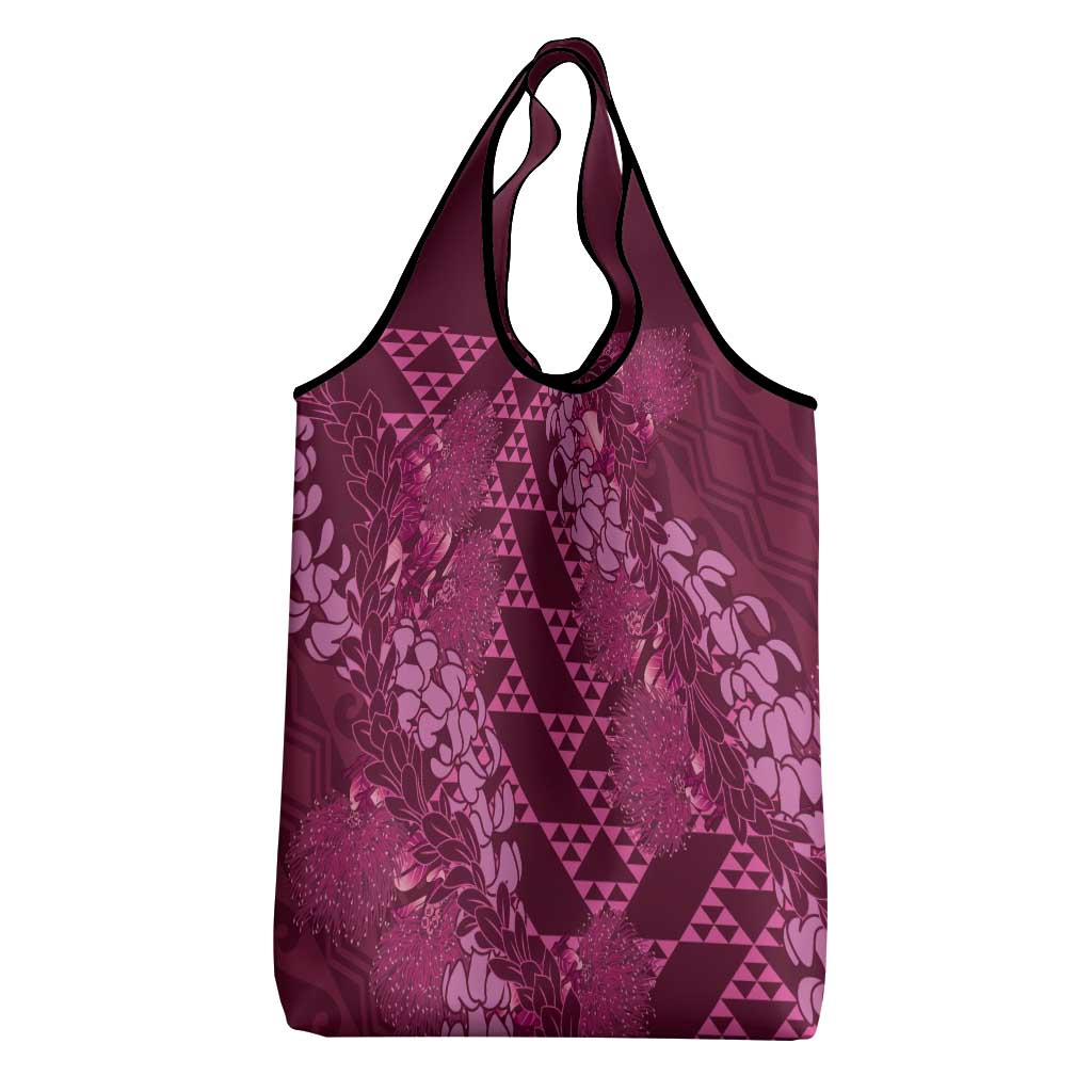 Pink Aloha Hawaii Grocery Bag Hawaiian Kakau Ohia Lehua Lei LT14 - Polynesian Pride