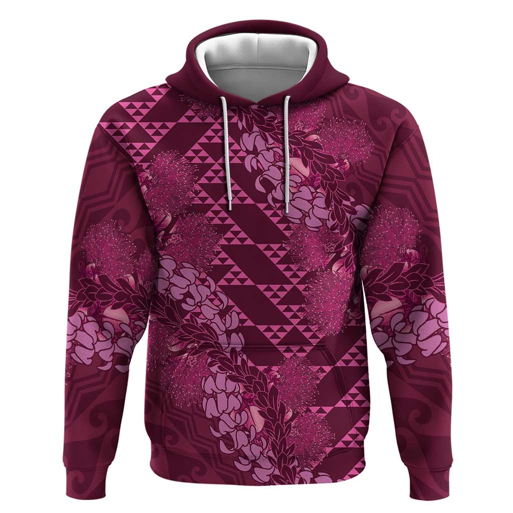Pink Aloha Hawaii Hoodie Hawaiian Kakau Ohia Lehua Lei - Polynesian Pride