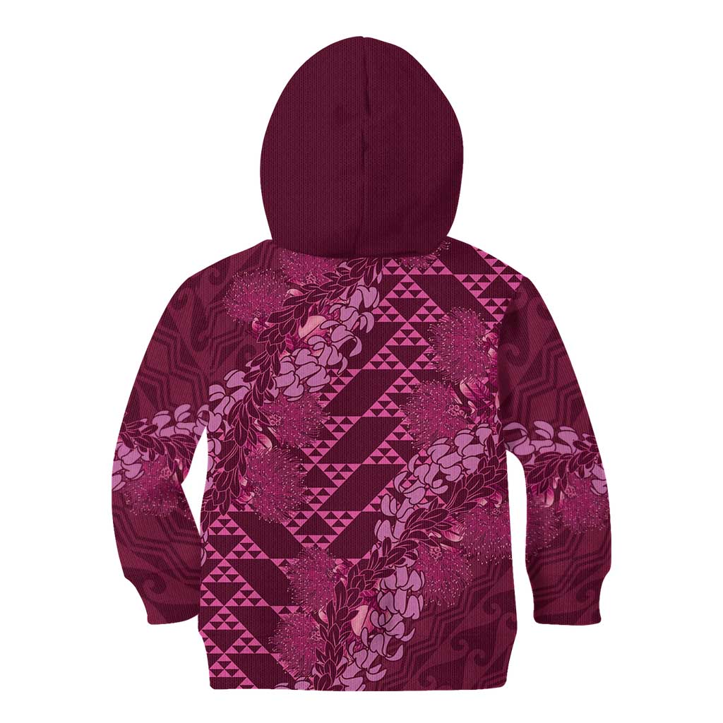 Pink Aloha Hawaii Kid Hoodie Hawaiian Kakau Ohia Lehua Lei - Polynesian Pride